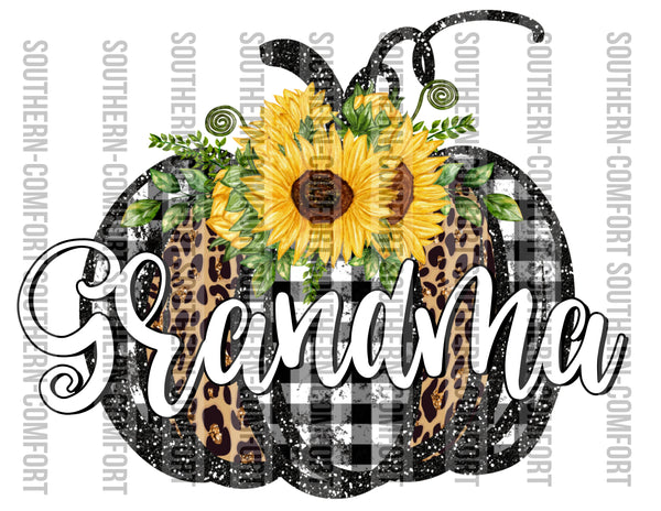 Grandma sunflower pumpkin PNG