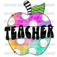 Teacher Tie Dye apple PNG