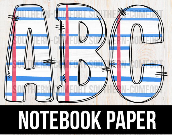 Notebook paper alphabet commercial elements