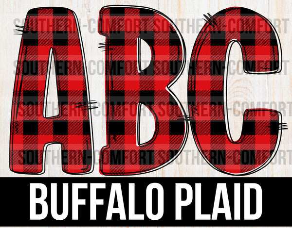 Buffalo plaid alphabet commercial elements