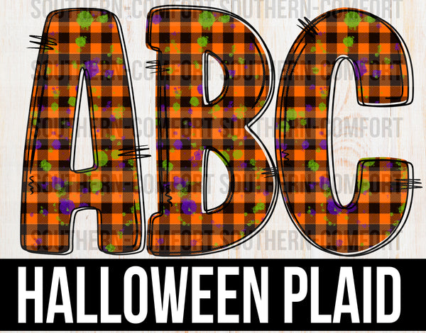 Halloween plaid alphabet commercial elements