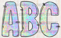 Pastel leopard alphabet commercial elements