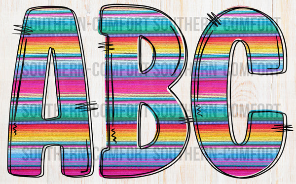 Serape alphabet commercial elements