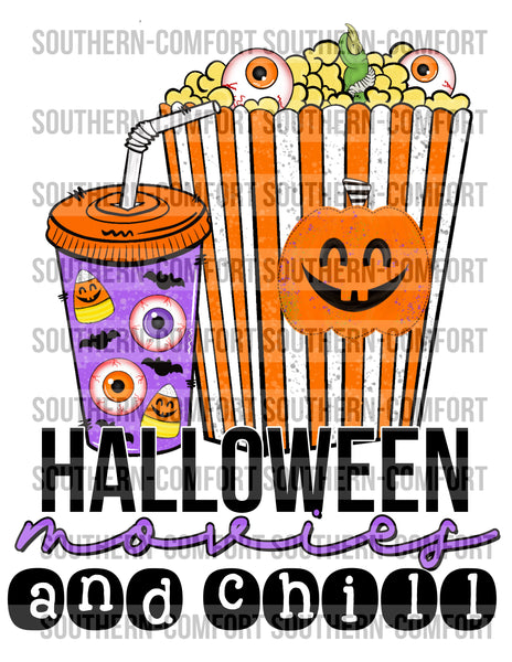 Halloween movies and chill PNG