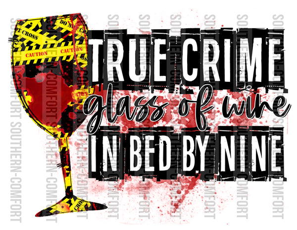 True crime glass of wine in bed by nine PNG