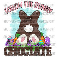 Follow the bunny he has chocolate PNG