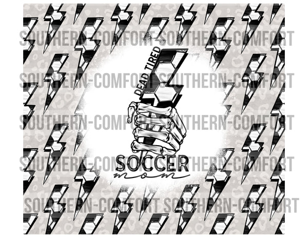 Dead tired soccer mom 20oz tumbler PNG