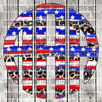 Patriotic leopard monogram A-Z PNG