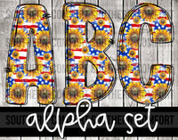 Patriotic sunflower alphabet commercial elements