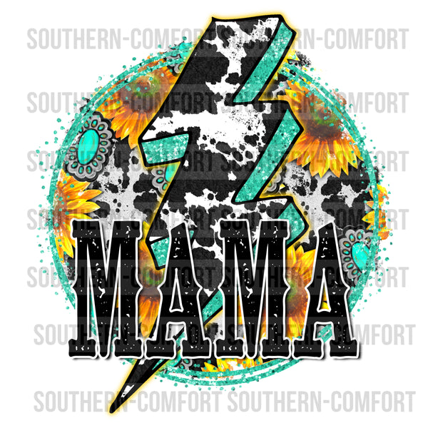 Mama Sunflowers and cowhide PNG