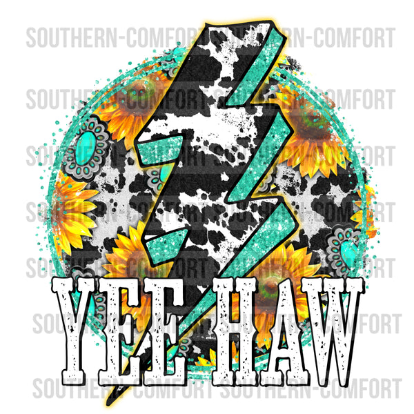 Yeehaw Sunflowers and cowhide PNG