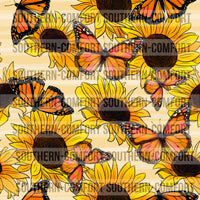 Sunflowers and butterflies Seamless