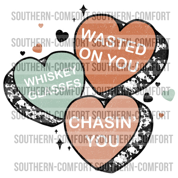 Wasted on you conversation hearts PNG