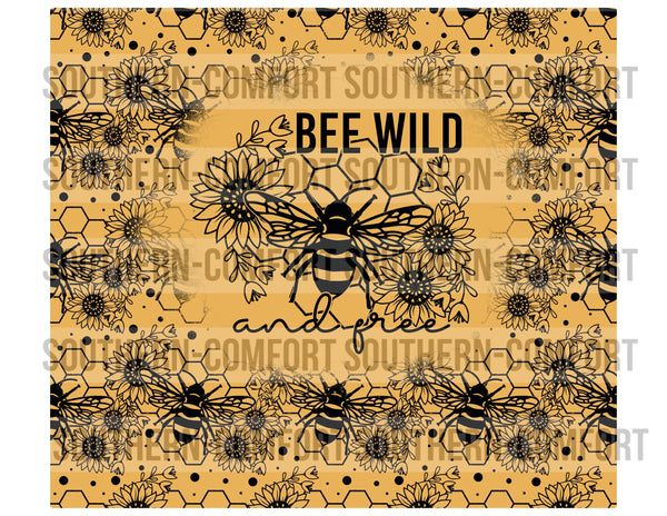 Bee wild and free 20oz tumbler PNG