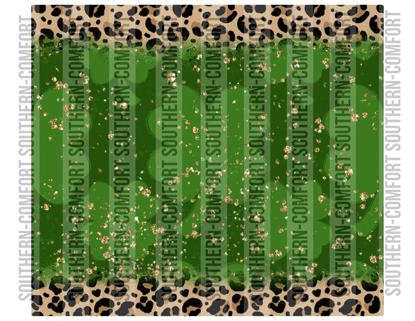 Clovers and leopard 20oz tumbler PNG