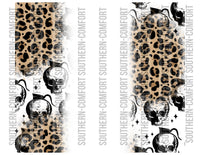 Skull coffee pot with leopard 20oz tumbler PNG