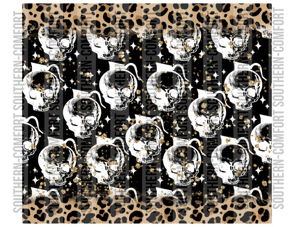 Skull coffee pot with leopard 20oz tumbler PNG