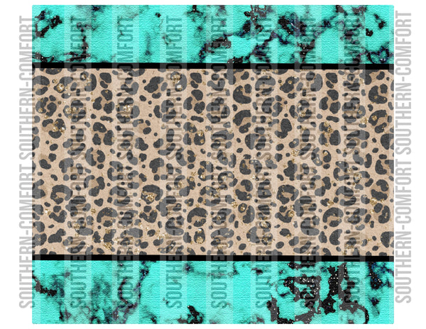 Turquoise and leopard 20oz tumbler PNG