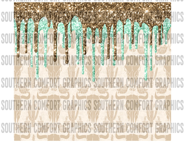 Western glitter drip 20oz tumbler PNG