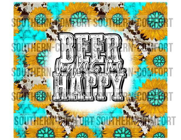 Beer makes me happy 20oz tumbler PNG