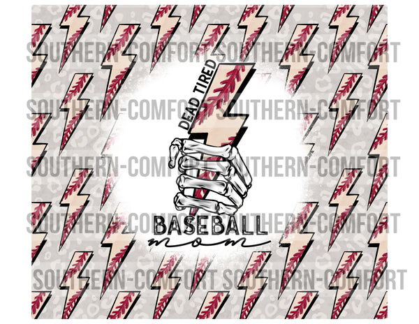 Dead tired baseball mom 20oz tumbler PNG