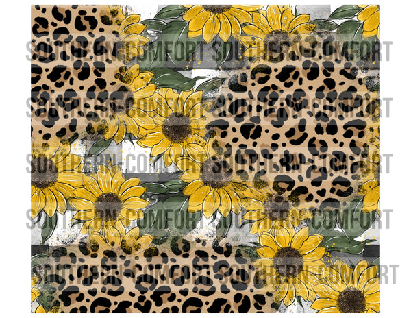 Sunflower leopard 20oz tumbler PNG