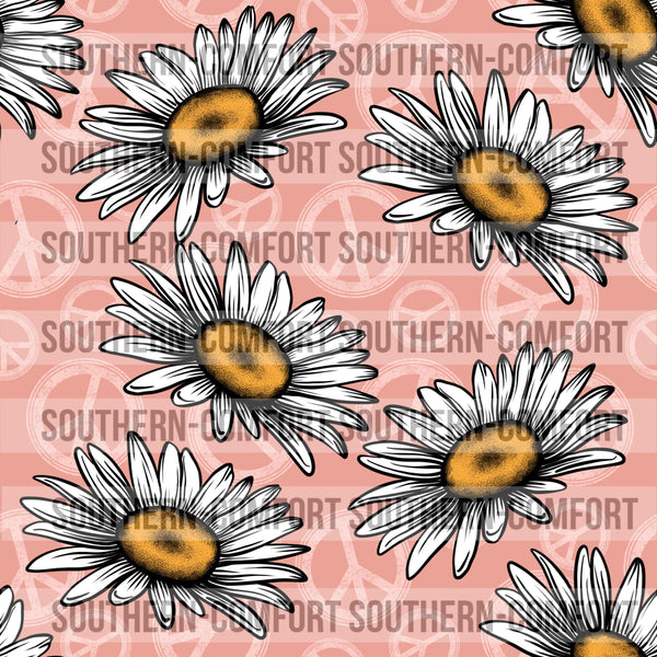 Daisies and peace signs Digital paper * SEAMLESS*