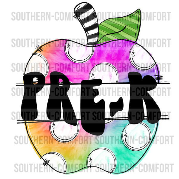 PreK Tie Dye apple PNG