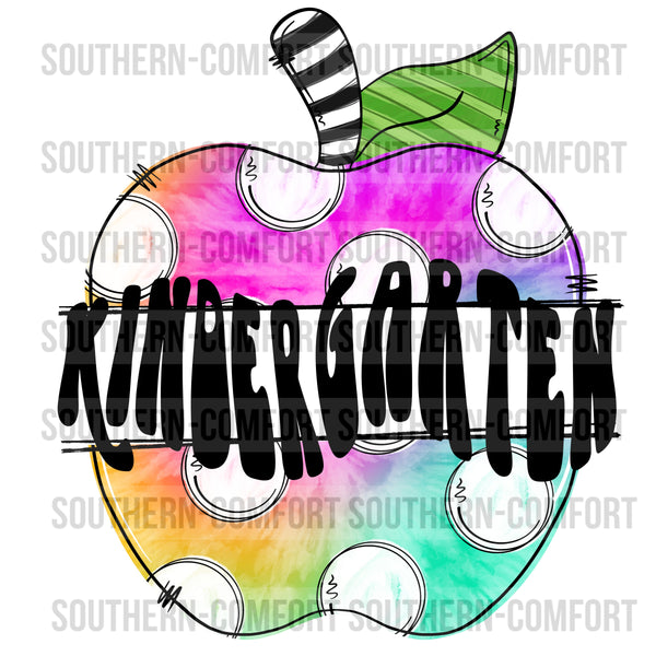 Kindergarten Tie Dye apple PNG