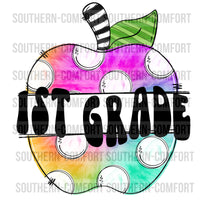 1st grade Tie Dye apple PNG