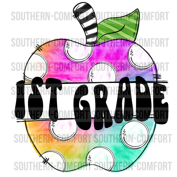 1st grade Tie Dye apple PNG