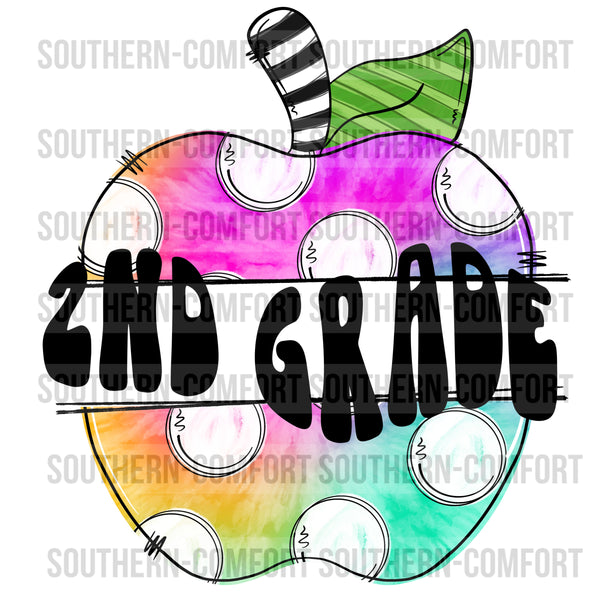 2nd grade Tie Dye apple PNG
