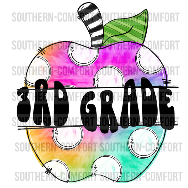 3rd grade Tie Dye apple PNG
