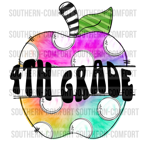 4th grade Tie Dye apple PNG