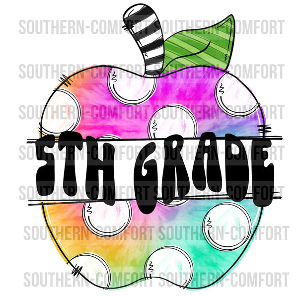 5th grade Tie Dye apple PNG