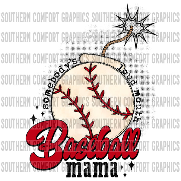 Loud mouth baseball mama PNG