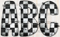 Checkered alphabet commercial elements