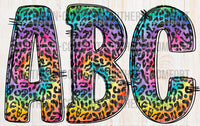 Rainbow tie dye alphabet commercial elements