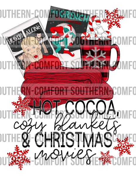 Hot cocoa, cozy blankets and Christmas movies PNG