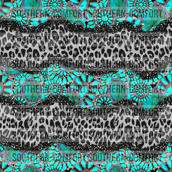 Leopard turquoise Seamless