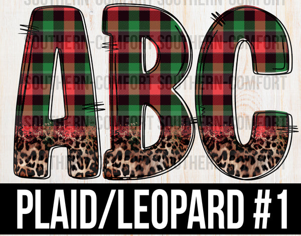 Plaid/leopard alphabet commercial elements