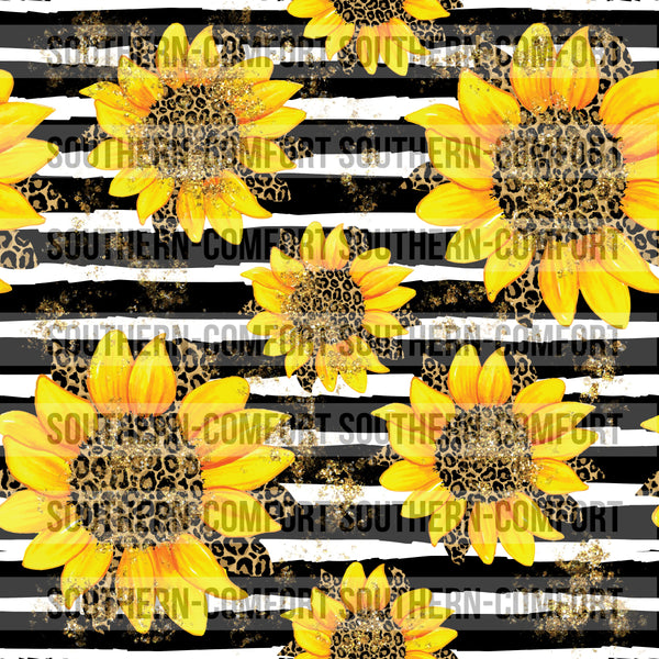 Sunflower with stripes Seamless