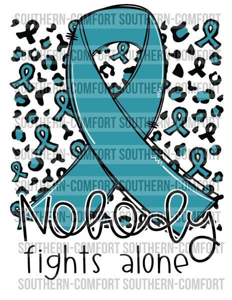 Nobody fights alone (teal) PNG