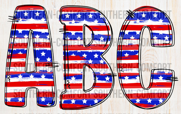 Patriotic alphabet commercial elements