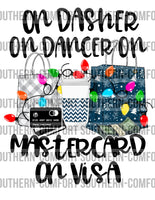 On dasher, dancer, MasterCard and visa PNG