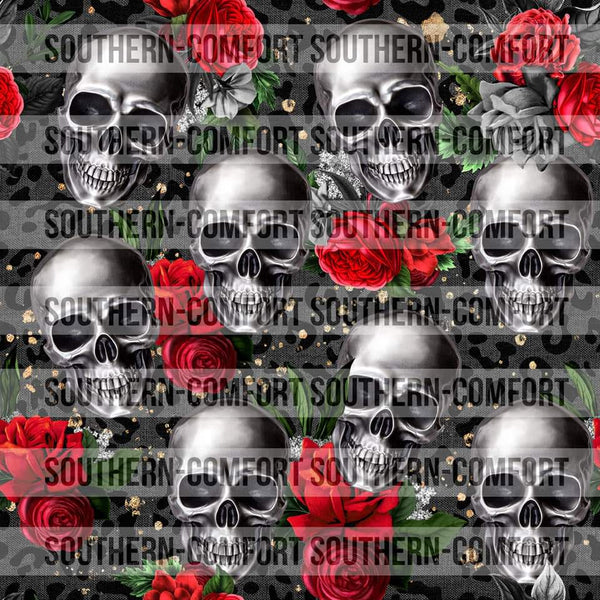 Skulls and roses Digital paper commercial use