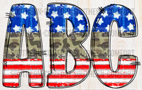 Patriotic camo alphabet commercial elements