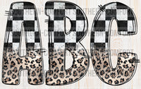 Checkered leopard alphabet commercial elements