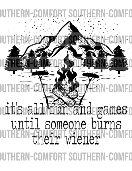 It’s all fun and games until someone burns their wiener PNG