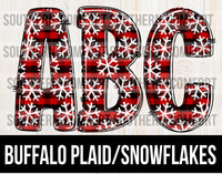 Buffalo plaid/snowflakes alphabet commercial elements